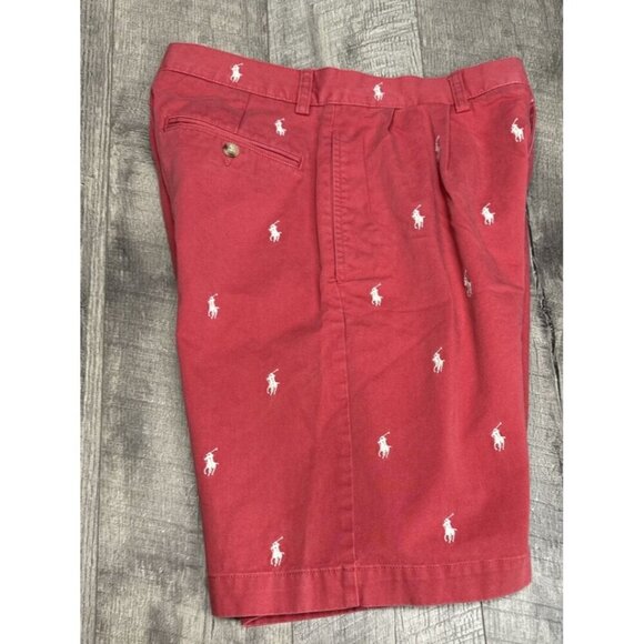 Polo Ralph Lauren Shorts Mens 29 Red Tyler Pleated Chino Embroidered Pony Preppy - Picture 6 of 11